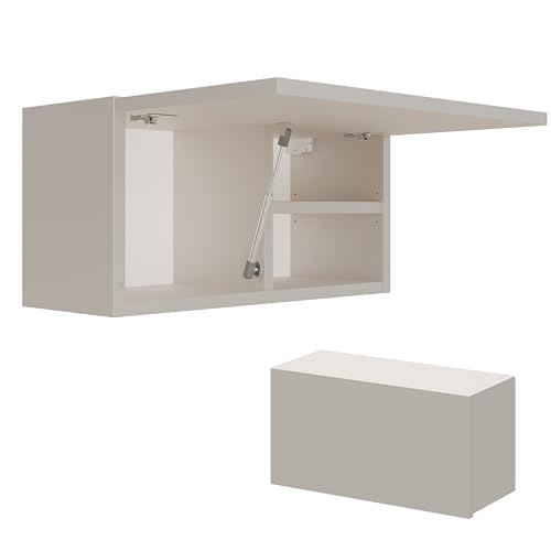 PLATAN ROOM Badschrank 80/120 / 160/200 / 240 breit Badmöbel Badezimmer Klapphängeschrank Schrank Hochglanz Matt Weiß (Kaschmir, 60 x 30 x 25) von PLATAN ROOM