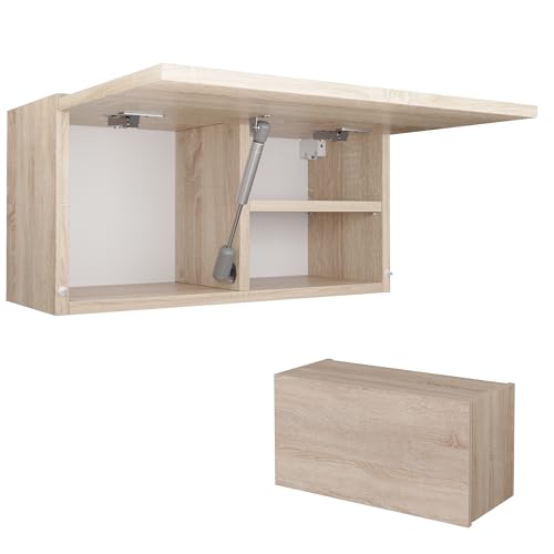 PLATAN ROOM Badschrank 80/120 / 160/200 / 240 breit Badmöbel Badezimmer Klapphängeschrank Schrank Hochglanz Matt Weiß (Sonoma Eiche, 60 x 30 x 25) von PLATAN ROOM