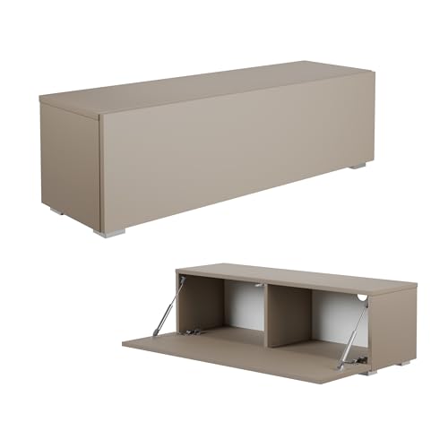 PLATAN ROOM Fernsehschrank TV-Lowboard 105/140 / 160/210 / 280 In Weiß Hängend Oder Stehend Hochglanz Matt (Kaschmir, 105 x 30 x 32) von PLATAN ROOM