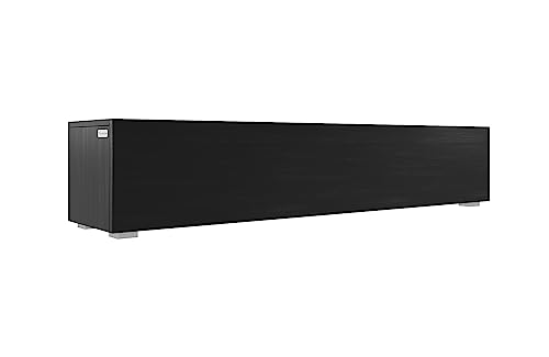 PLATAN ROOM Fernsehschrank TV-Lowboard 105/140 / 160/210 / 280 In Weiß Hängend Oder Stehend Kaschmir Matt (Schwarz Matt/Schwarz Matt, 160 x 30 x 32) von PLATAN ROOM