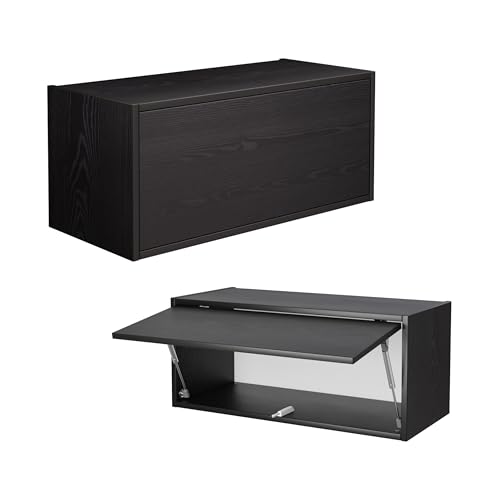 PLATAN ROOM Hängeschrank Schrank 60 cm 80 xm 100 cm Küchen-Klapphängeschrank für Bad, Flur, Wohnzimmer Wandschrank (Schwarz matt, 80 x 35 x 35) von PLATAN ROOM