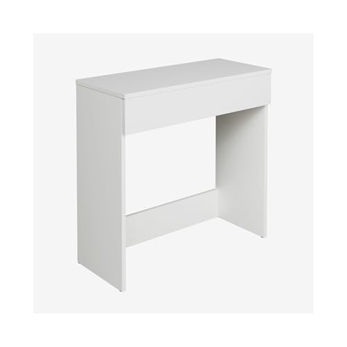 Hochwertiger Schminktisch mit großer Schublade - Frisierkommode mit viel Stauraum und Push to Open System Kosmetiktisch mit Schublade (Weiß Matt) von PLATAN ROOM