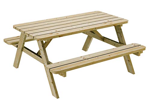 PLATAN ROOM Picknick Sitzgruppe aus Holz 170 cm Tisch Bank Kiefernholz massiv 35 mm Bierbank stabil und robust von PLATAN ROOM