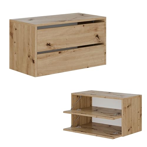 PLATAN ROOM Schuhschrank 80 cm breit Schuhregal Flurschrank mit 2/4 Ablagen Schuhkommode bis zu 16 Paar Schuhablage Schuhaufbewahrung (2 Ablagen, Artisan Eiche) von PLATAN ROOM