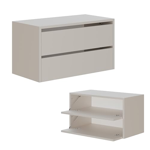 PLATAN ROOM Schuhschrank 80 cm breit Schuhregal Flurschrank mit 2/4 Ablagen Schuhkommode bis zu 16 Paar Schuhablage Schuhaufbewahrung (2 Ablagen, Kaschmir) von PLATAN ROOM