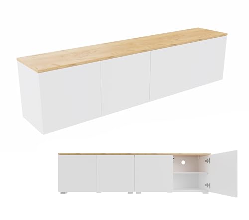PLATAN ROOM TV Lowboard/Sideboard 90 cm breit mit Push-to -Open-Funktion Hängeschrank TV Kommode hängend oder stehend in Hochglanz oder Matt (Eiche Matt/Weiß Matt, 180 (2x90) cm breit) von PLATAN ROOM