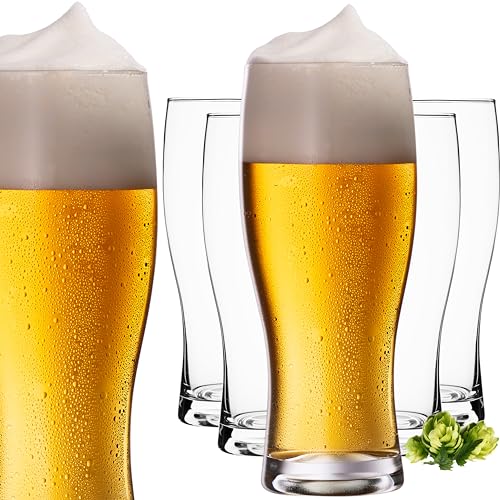 PLATINUX Biergläser 500ml (max. 640ml) aus Glas Set 6-Teilig Bierseidel Weizengläser hohes Bierglas 0,5L von PLATINUX