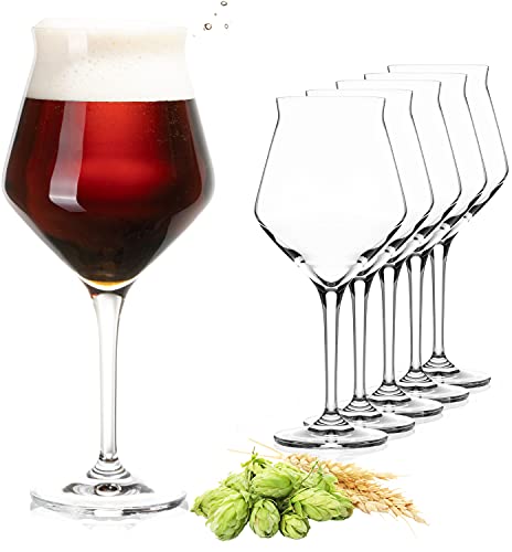 PLATINUX Biergläser Edel 400ml (max. 460ml) Biertulpen Set 6-Teilig aus Crystalline Glas Spülmaschinenfest von PLATINUX