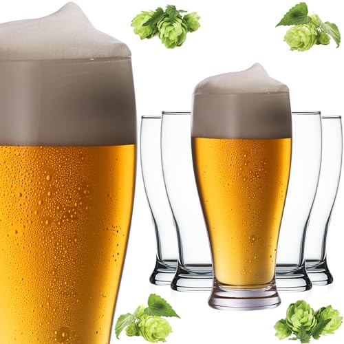 PLATINUX Biergläser Set 6 Teilig 500ml (max. 565ml) Bierseidel aus Glas Bierkrug Weizengläser hohes Bierglas 0,5L von PLATINUX