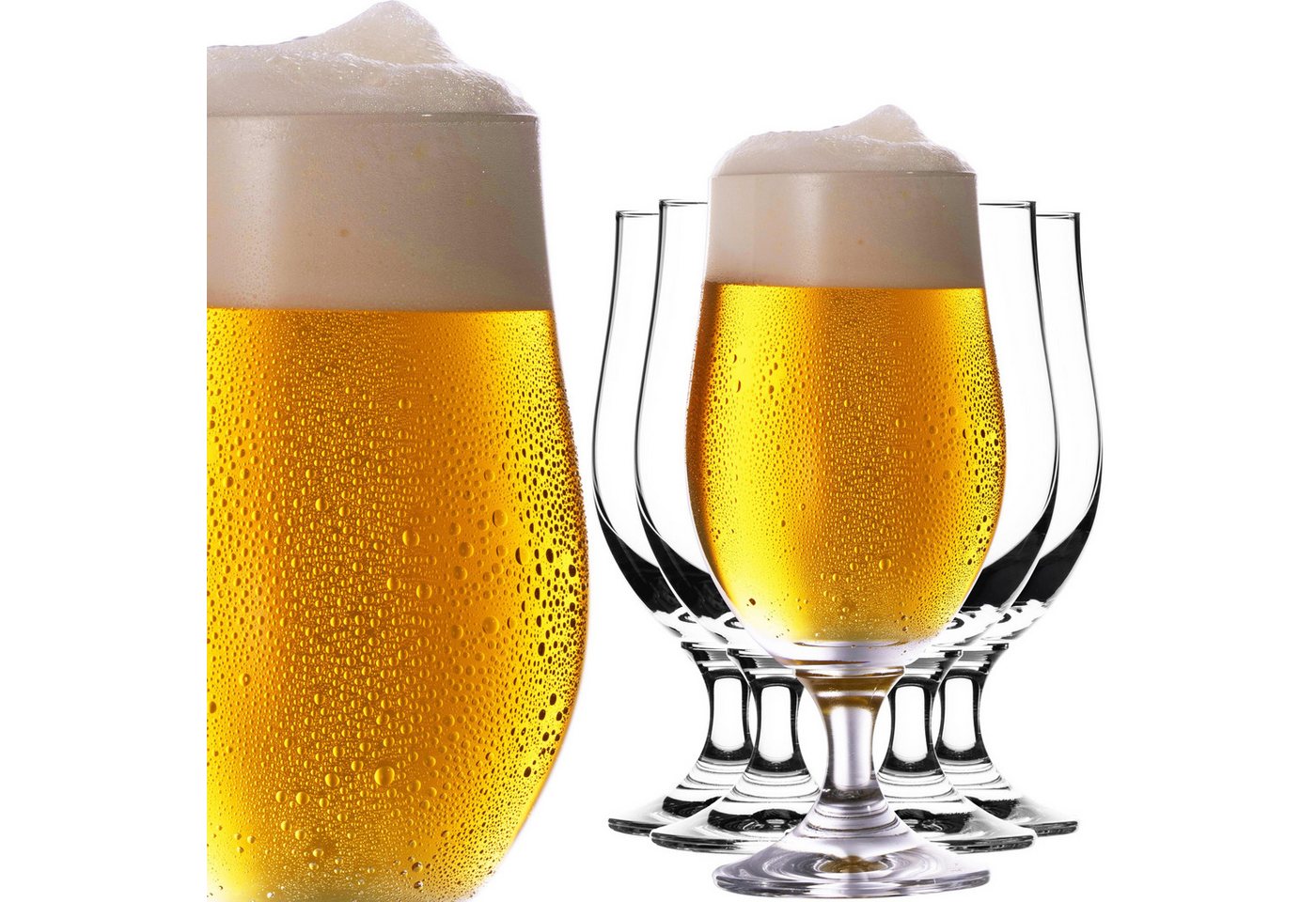 PLATINUX Bierglas Bierpokale, Crystalline Glas, 300ml (max. 400ml) Set 6-Teilig Biergläser Bierkelche Biertulpen von PLATINUX