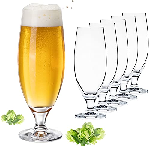 PLATINUX Bierkelche 500ml (max. 580ml) aus Crystalline Glas Set 6-Teilig Biertulpe Biergläser Weizengläser Kelche 0,5L von PLATINUX