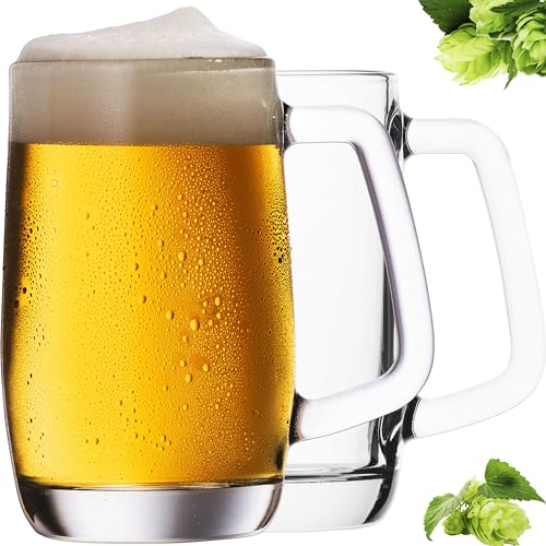 PLATINUX Bierseidel mit Henkel aus Glas Set 2-Teilig 300ml (max. 375ml) Bierkrug Bierkrüge Biergläser 0,3L Maßbierkrug von PLATINUX