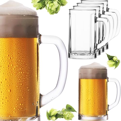PLATINUX Bierseidel mit Henkel aus Glas Set 6-Teilig 300ml (max. 350ml) Bierkrug Maßkrug klein Bierkrüge Biergläser 0,3L von PLATINUX