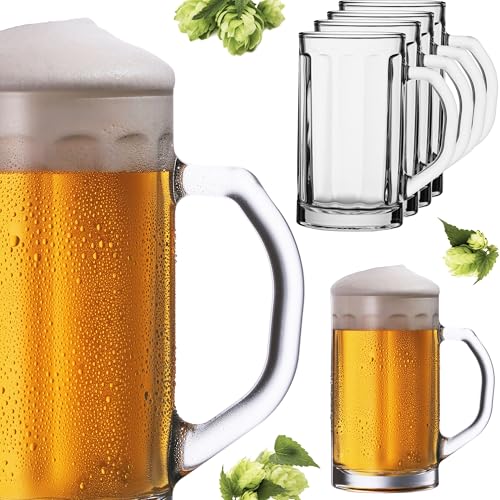PLATINUX Bierseidel mit Henkel aus Glas Set 6-Teilig 300ml (max. 350ml) Bierkrug Maßkrug klein Bierkrüge Biergläser 0,3L von PLATINUX