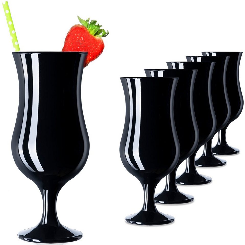 PLATINUX Cocktailglas Schwarze Cocktailgläser, Glas, 400ml (max. 470ml) Longdrinkgläser Partygläser Milkshakeglas von PLATINUX