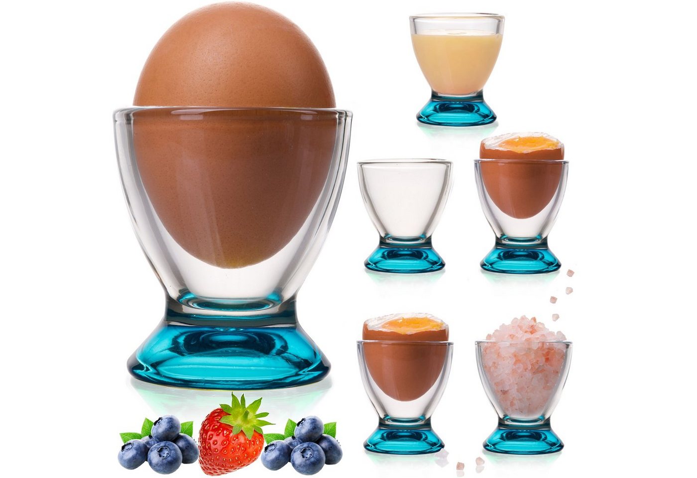 PLATINUX Eierbecher Blaue Eierbecher, (6 Stück), Eierständer Eierhalter Frühstück Egg-Cup Brunch Geschirrset von PLATINUX