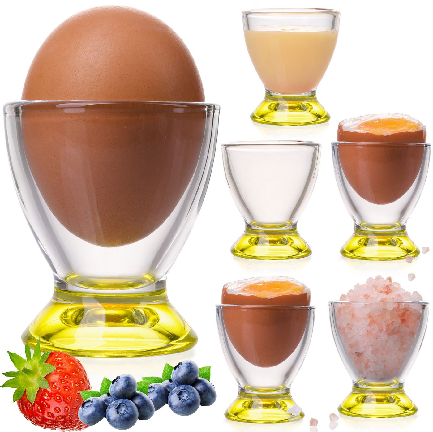 PLATINUX Eierbecher Gelbe Eierbecher, (6 Stück), Eierständer Eierhalter Frühstück Egg-Cup Brunch Geschirrset von PLATINUX