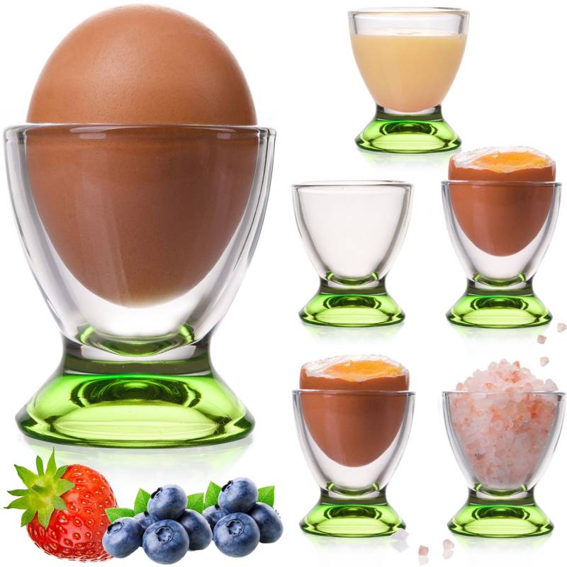 PLATINUX Eierbecher Grüne Eierbecher, (6 Stück), Eierständer Eierhalter Frühstück Egg-Cup Brunch Geschirrset von PLATINUX