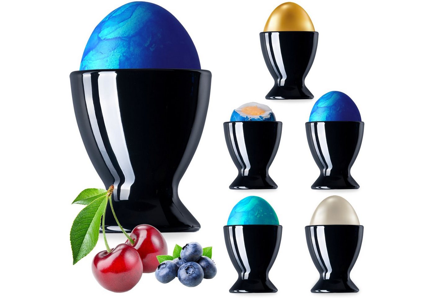 PLATINUX Eierbecher Schwarze Eierbecher, (6 Stück), Eierständer Eierhalter Frühstück Brunch Egg-Cup Likörgläser von PLATINUX