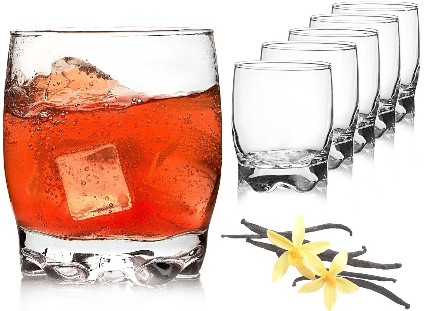 PLATINUX Glas Trinkgläser, Glas, 250ml geformter Boden Wassergläser Saftgläser Whiskeygläser von PLATINUX