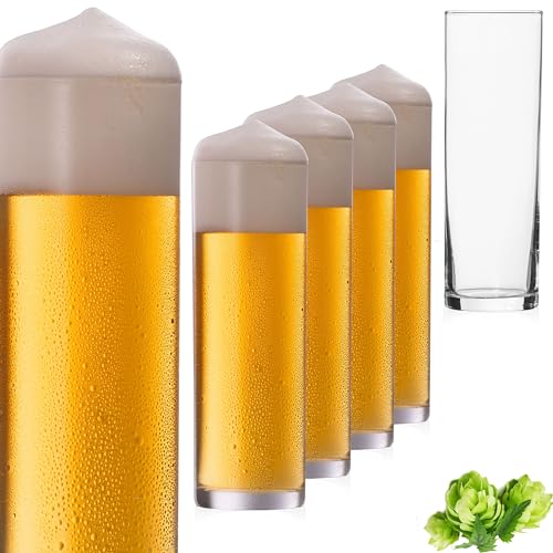 PLATINUX Hohe Biergläser 200ml (max. 240ml) Set 6-Teilig Bierstangen aus Glas Kölschgläser Spülmaschinenfest von PLATINUX