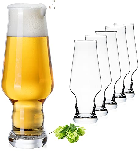 PLATINUX Hohe Biergläser 400ml (max. 490ml) Set 6-Teilig Weizengläser aus Glas Bierpokale Spülmaschinenfest 0,4L von PLATINUX