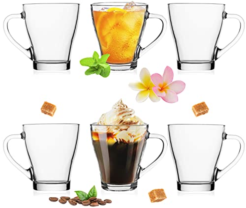 PLATINUX Kaffeegläser Teegläser mit Griff max.270ml Set 6-Teilig aus Glas Frühstücksgläser Kaffeeglas Trinkglas von PLATINUX