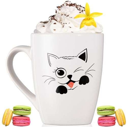PLATINUX Kaffeetasse mit Griff 250ml (max. 300ml) Tasse mit Katzen Motiv 'Coco' Teetasse Kaffeebecher Teebecher Keramik von PLATINUX