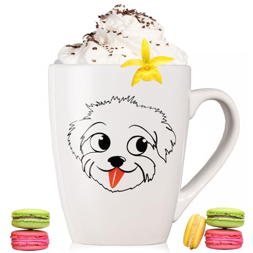 PLATINUX Kaffeetasse mit Griff 250ml Tasse mit Hunde Motiv 'Einstein' Teetasse Kaffeebecher Teebecher aus Keramik von PLATINUX