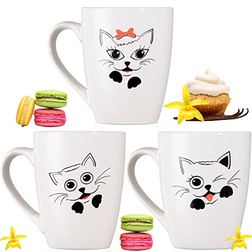 PLATINUX Kaffeetassen mit Griff Set 3 Teilig mit Katzen Motiv 250ml Teetasse Tasse Kaffeebecher Teebecher aus Keramik von PLATINUX