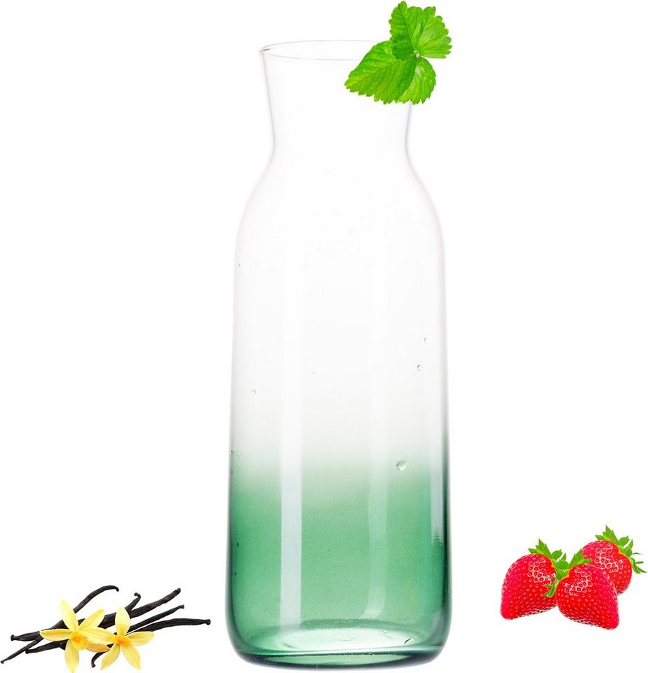 PLATINUX Karaffe Karaffe mit Grünem Ombré Effekt, (1 Karaffe), 1L (max. 1130ml) Wasserkaraffe Glaskanne Getränkekaraffe von PLATINUX