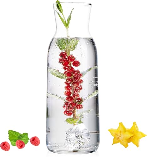 PLATINUX Karaffe aus Glas 1000ml (max. 1130ml) Wasserkaraffe Glaskanne Wasserkrug Getränkekaraffe Groß Kanne von PLATINUX