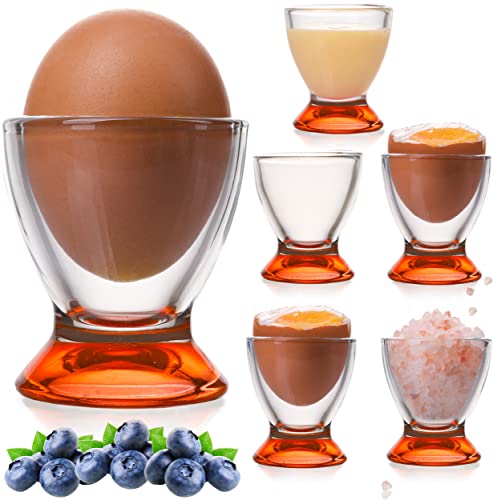 PLATINUX Orangene Eierbecher Set (6-Teilig) aus Glas Eierständer Eierhalter Frühstück Egg-Cup Brunch Geschirrset von PLATINUX