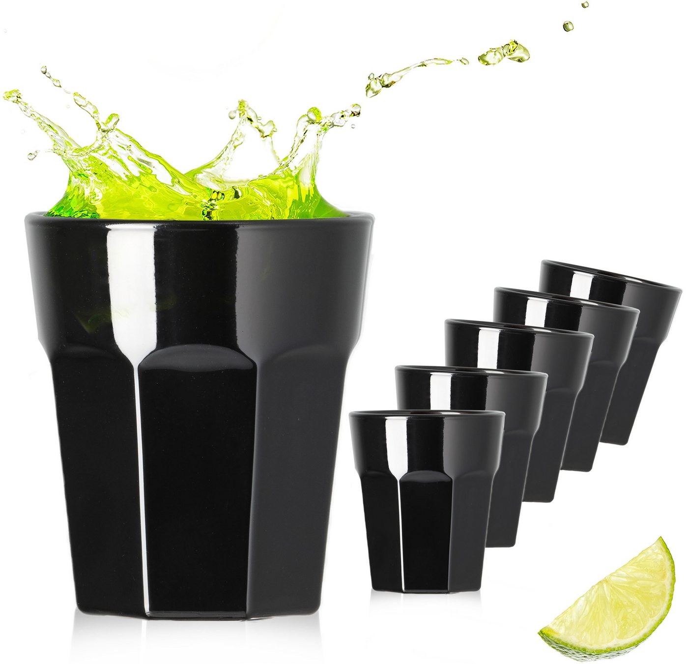 PLATINUX Schnapsglas Schwarze Schnapsgläser, Glas, 30ml (max. 40ml) Wodkagläser Tequilagläser Shotgläser Pinnchen 4cl von PLATINUX