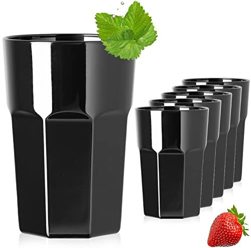 PLATINUX Schwarze Allzweckgläser aus Glas 280ml (max. 350ml) Set 6-Teilig Trinkgläser Wassergläser Pokal stapelbar groß von PLATINUX