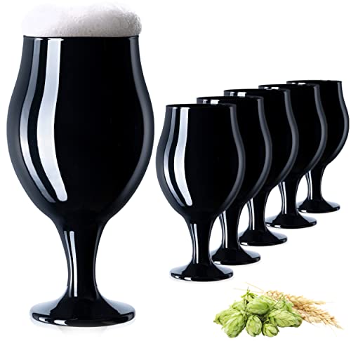 PLATINUX Schwarze Biertulpen Biergläser Set 6 Teilig 450ml (max. 550ml) Glas Bierschwenker Pilsgläser Altbierglas Tulpe von PLATINUX