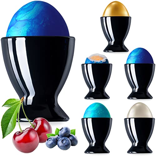 PLATINUX Schwarze Eierbecher aus Glas Set 6-Teilig Eierständer Eierhalter Frühstück Brunch Egg-Cup Likörgläser max. 35ml von PLATINUX