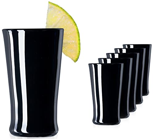 PLATINUX Schwarze Shotgläser aus Glas Set 6 Teilig Pinnchen Wodkagläser Schnapsglas Tequilagläser 20ml (max. 30ml) von PLATINUX