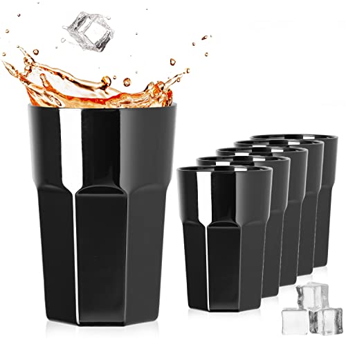 PLATINUX Schwarze Trinkgläser aus Glas Set 6Teilig 210ml(max.270ml) Wassergläser Saftglas Allzweckgläser Pokal stapelbar von PLATINUX