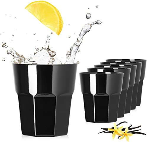 PLATINUX Schwarze Wassergläser aus Glas Set 6 Teilig 210ml (max.290ml) Trinkgläser Allzweckglas Saftglas Pokal stapelbar von PLATINUX