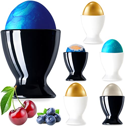 PLATINUX Schwarze & Weiße Eierbecher aus Glas Set 6-Teilig Eierständer Eierhalter Frühstück Brunch Egg-Cup Likörgläser von PLATINUX