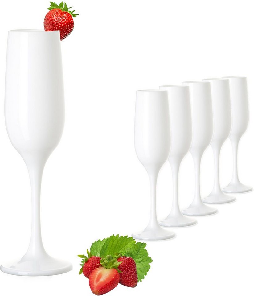 PLATINUX Sektglas Weiße Sektgläser 160ml, Glas, Champagnergläser (max 200ml) Prosecco Sektflöten Sektkelche Sektglas von PLATINUX