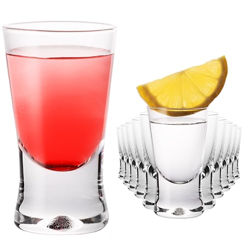 PLATINUX Shotgläser 25ml Schnapsgläser 2,5cl X-Form Set 12-Teilig Pinnchen aus Glas Serie 'CrossLine' Spülmaschinenfest von PLATINUX