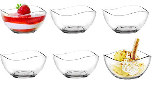 PLATINUX Snackschüssel Glasschälchen Müslischüssel 6 Teilig Eisschüssel Dessertschüsseln Chipsschüssel Salatschale Bowl Dessertschale von PLATINUX