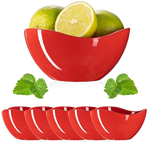 PLATINUX Snackschüssel Glasschälchen Müslischüssel Set 6 Teilig rot aus Glas Chipsschüssel Eisschüssel Salatschalen bowl von PLATINUX