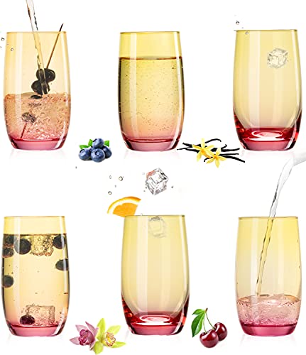PLATINUX Trinkgläser Gelb-Rosa aus Glas Bunt 300ml (max.370ml) Set 6 Stück Wassergläser Saftgläser Longdrinkgläser von PLATINUX