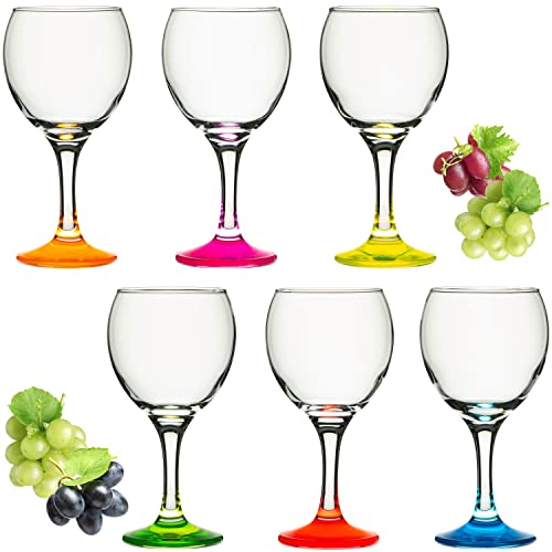 PLATINUX Trinkgläser bunt aus Glas Weingläser mit buntem Stiel 220ml Set 6-Teilig Getränkeglas Wasserglas Weißweingläser von PLATINUX