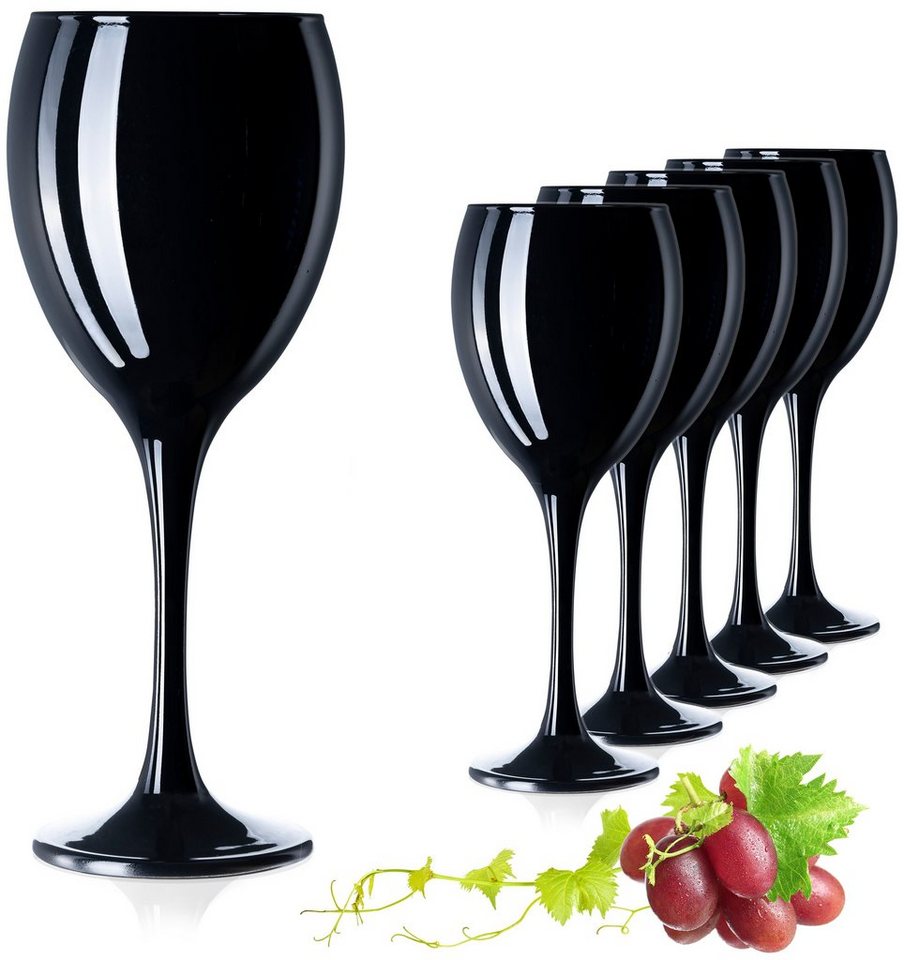 PLATINUX Weinglas Schwarze Weingläser, Glas, 130ml (max. 320ml) Wasserglas Getränkeglas Weißweingläser Trinkglas von PLATINUX