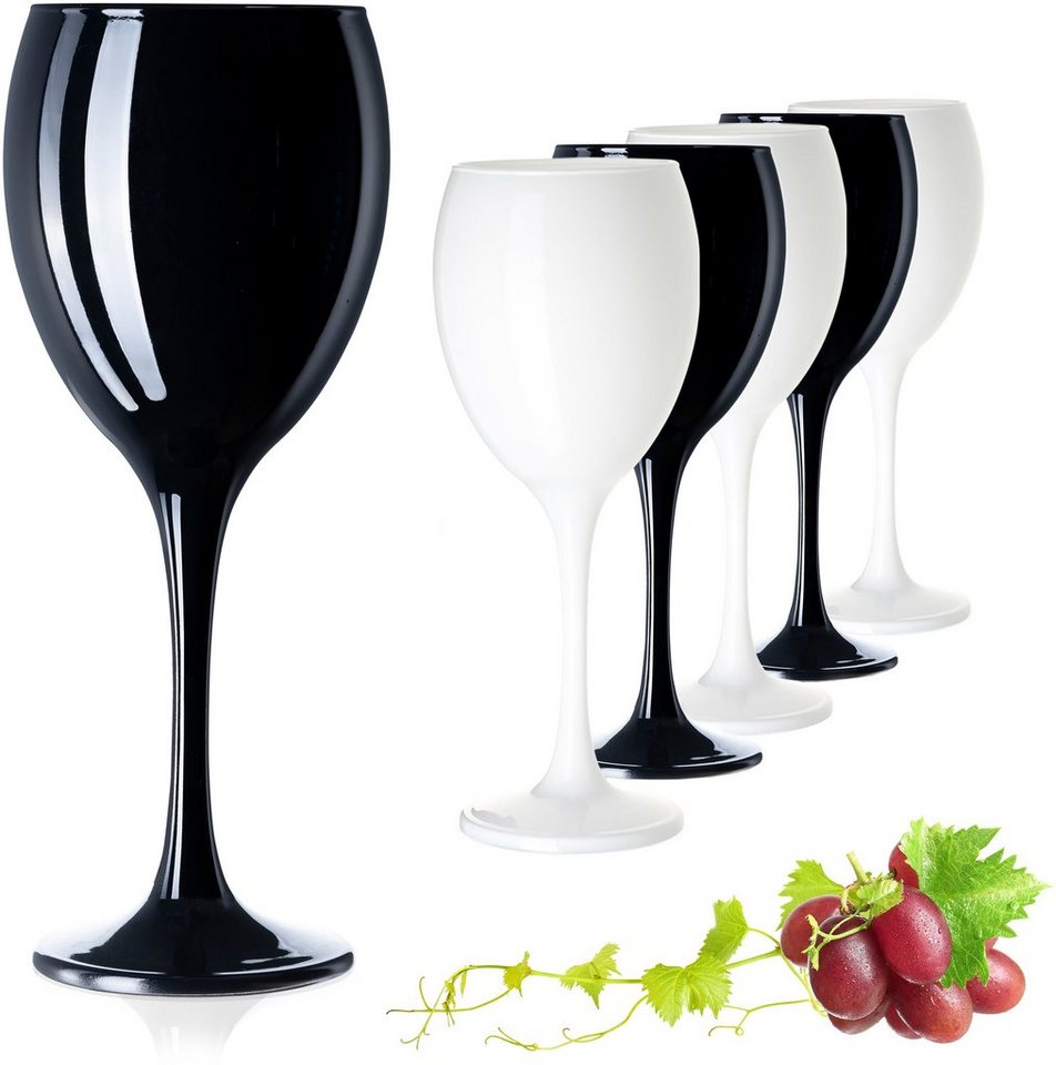 PLATINUX Weinglas Schwarze & Weiße Weingläser, Glas, Wasserglas 6 Teilig 130ml (max. 320ml) Getränkeglas Weißweingläser von PLATINUX