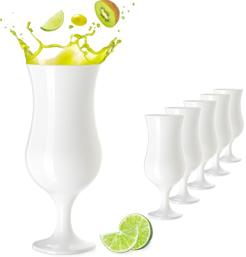 PLATINUX Weiße Cocktailgläser Set 6 Stück 400ml (max. 470ml) Longdrinkgläser Partygläser Milkshakeglas Bargläser Glas von PLATINUX
